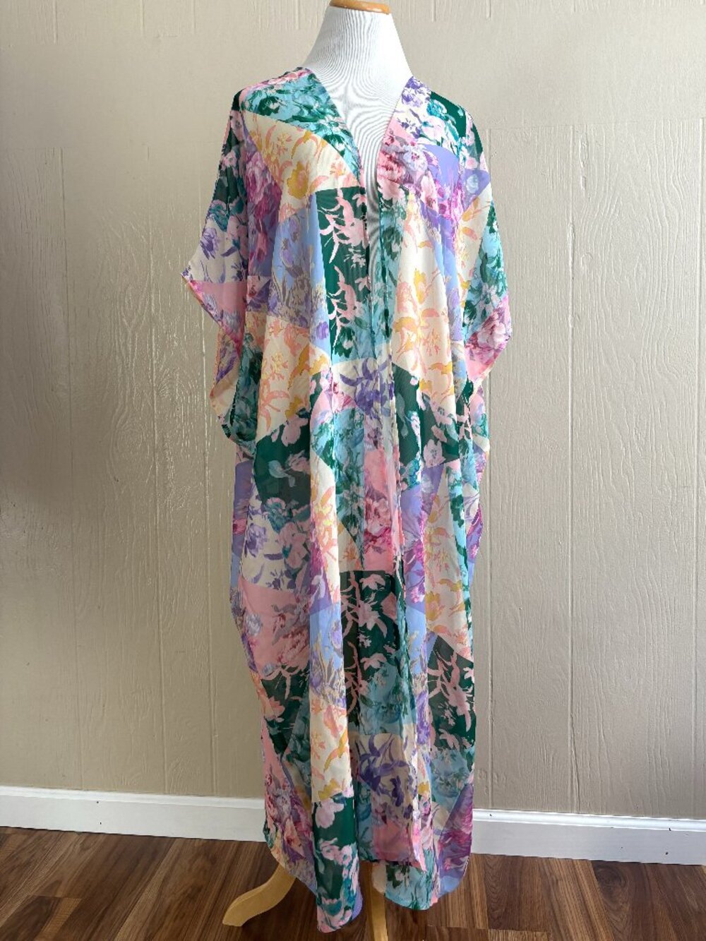Lane Bryant NEW Boho Patchwork Floral Open Front Duster Kimono Swim Cover Up